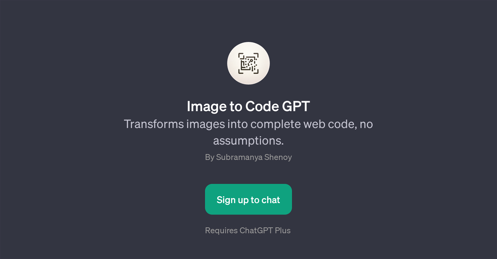 Image to Code GPT image