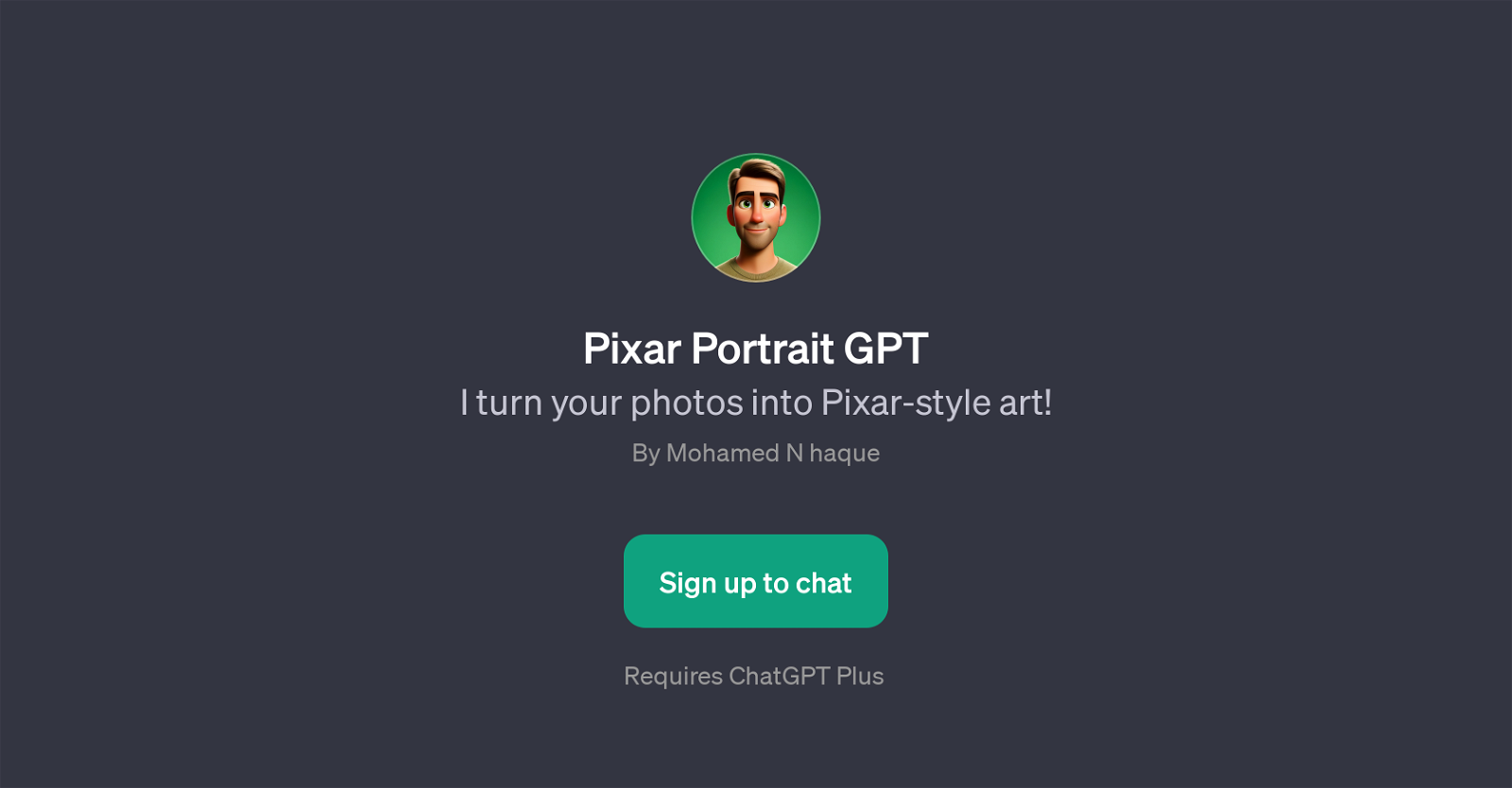 Pixar Portrait GPT image