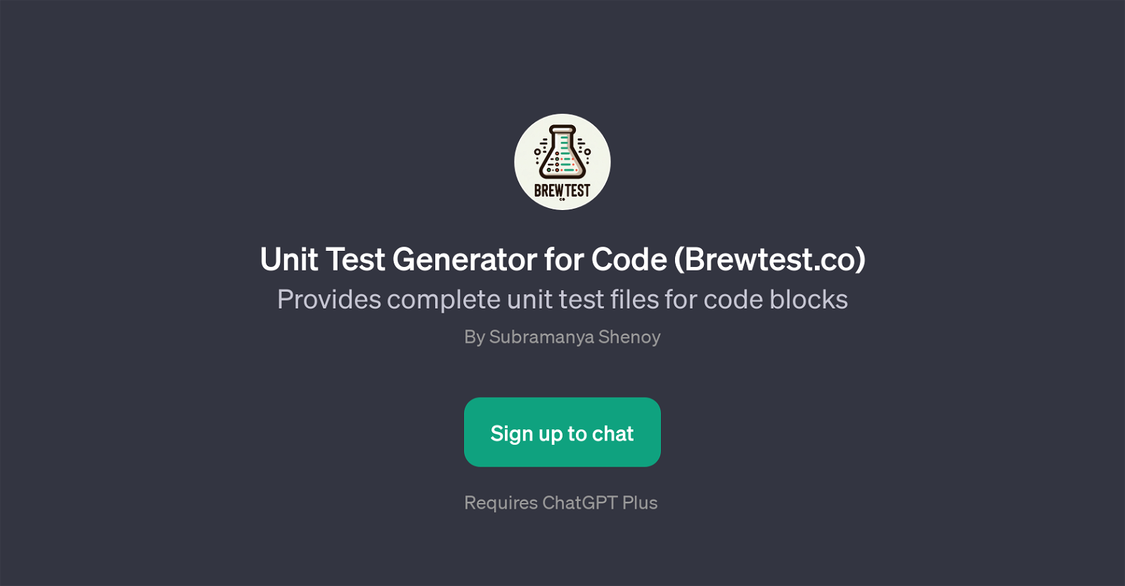 Unit Test Generator for Code (Brewtest.co) image