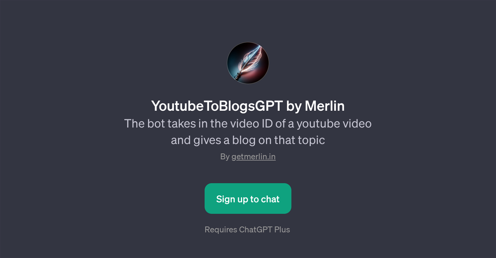 YoutubeToBlogsGPT by Merlin image