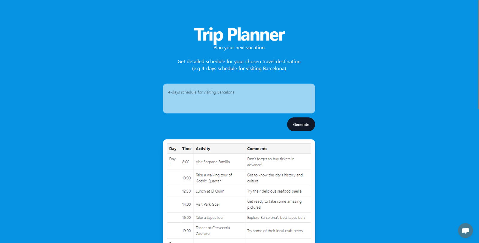 AI Trip Planner image