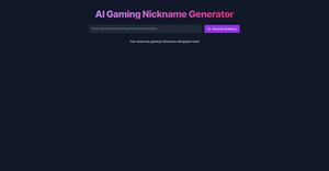 AI Gaming Nickname Generator