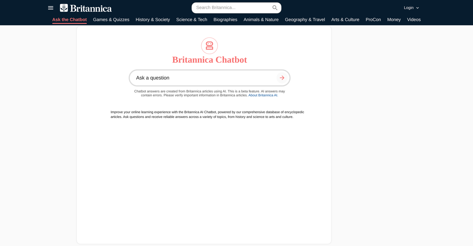 Britannica AI Chatbot image