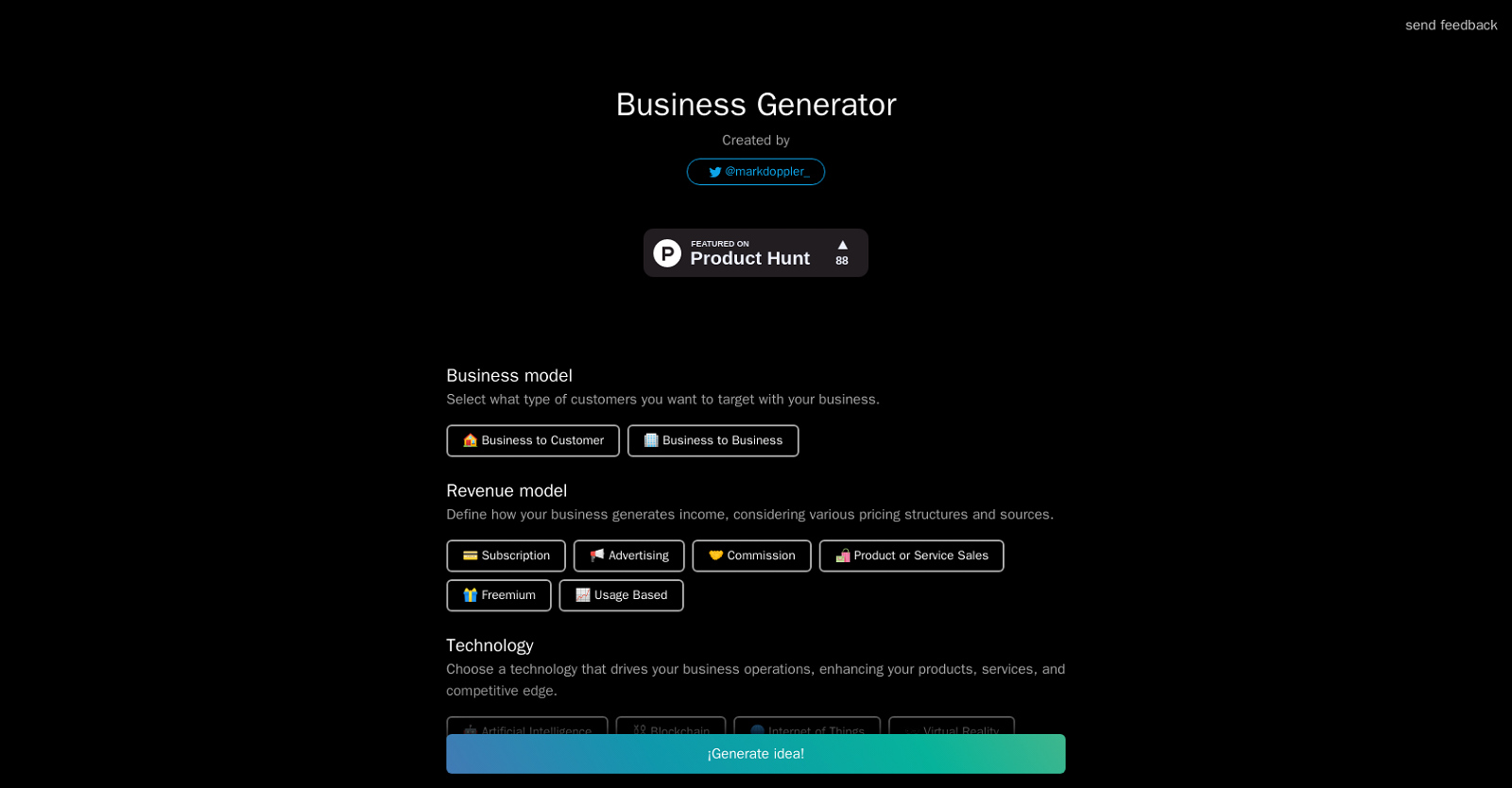 Business Idea Generator AI image