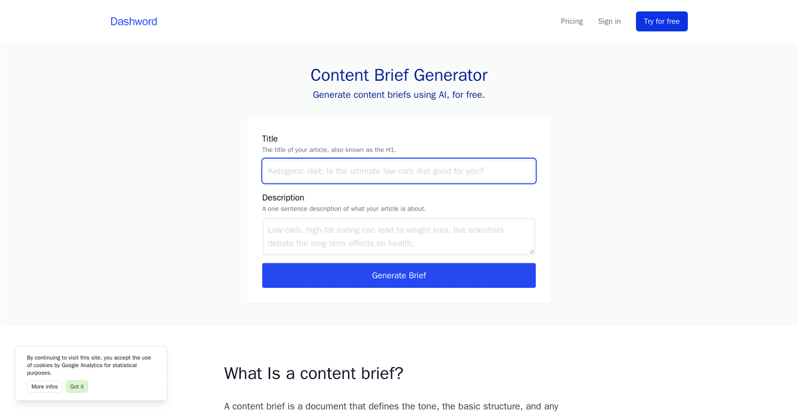 Content brief generator image