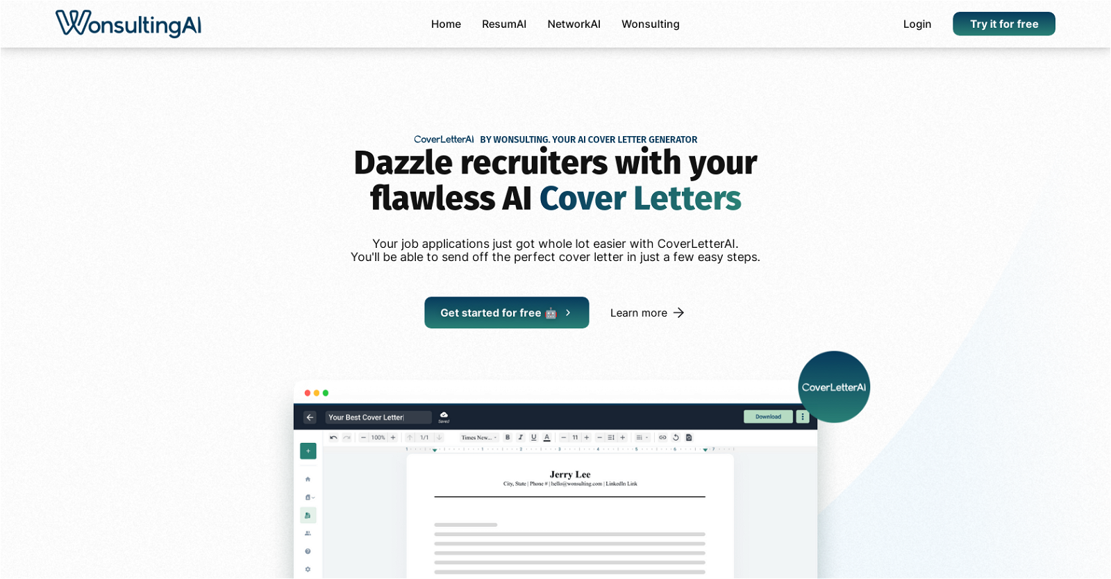 CoverletterAI by Wonsulting image