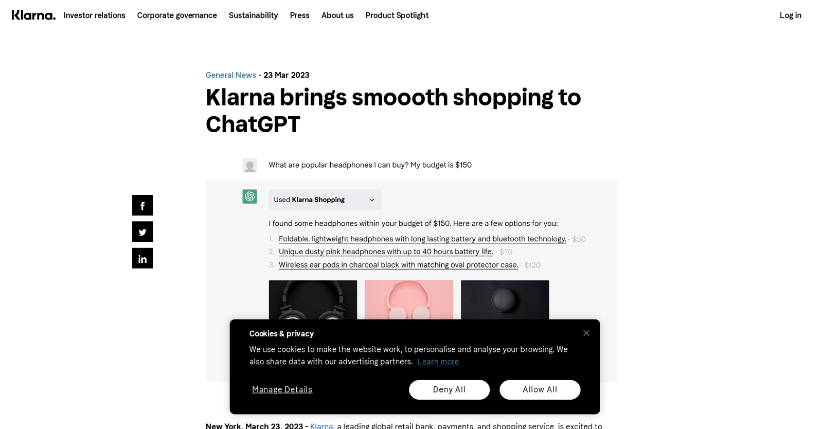 Klarna ChatGPT plugin image