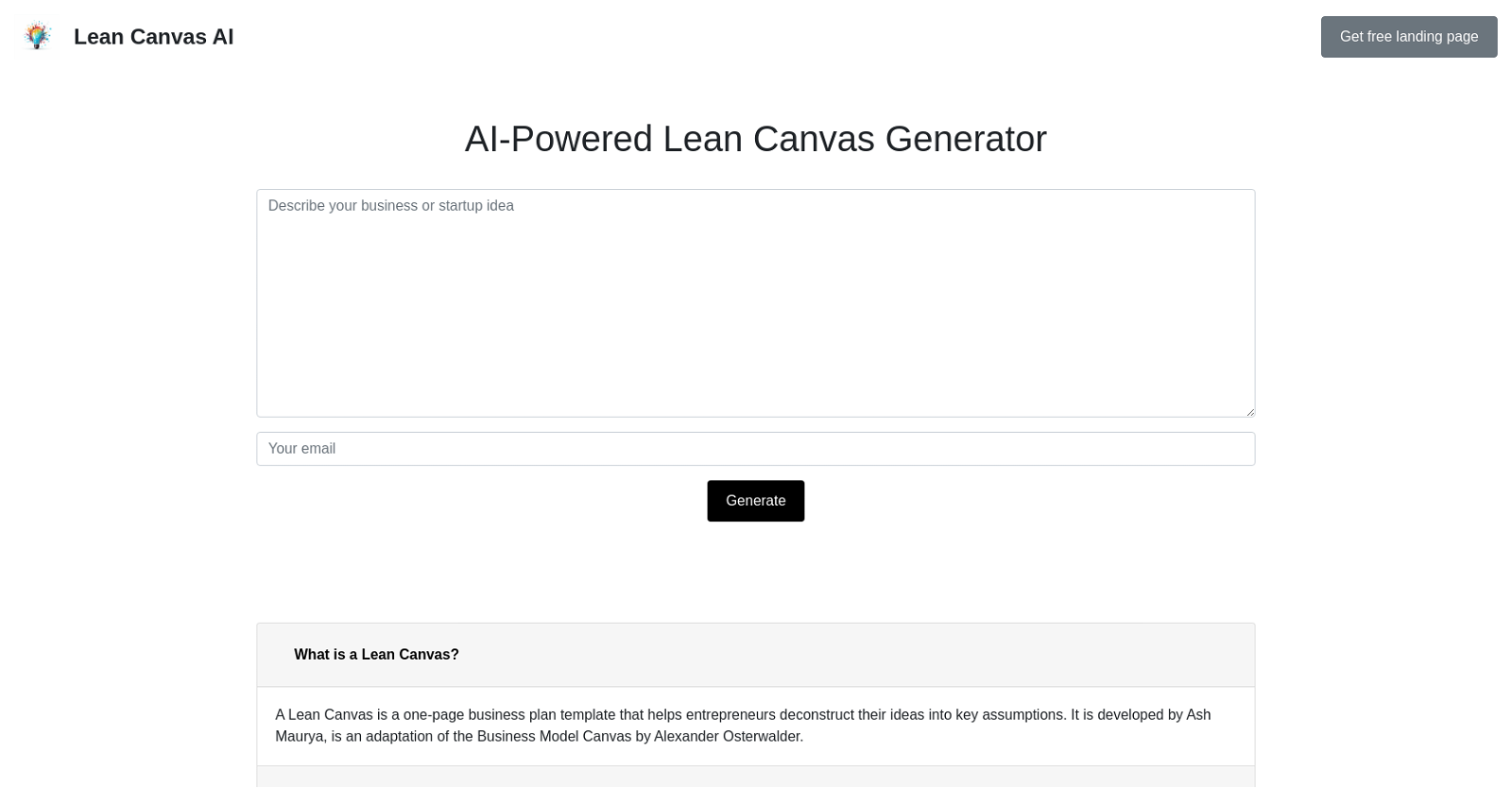 Lean Canvas AI image