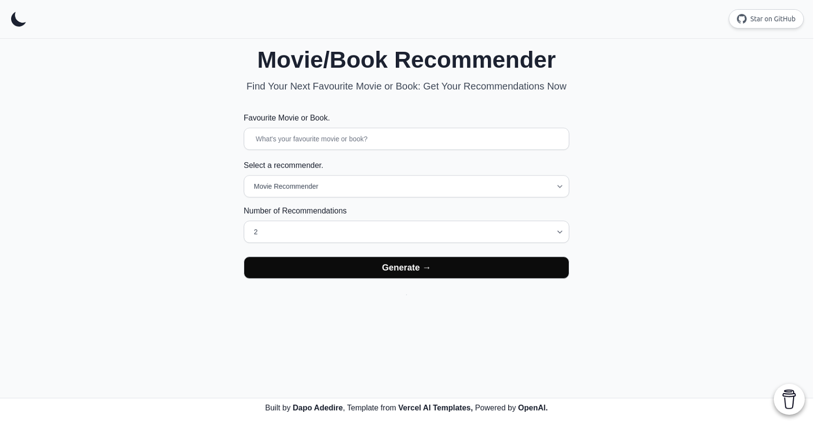 Movie & Book Recommender image