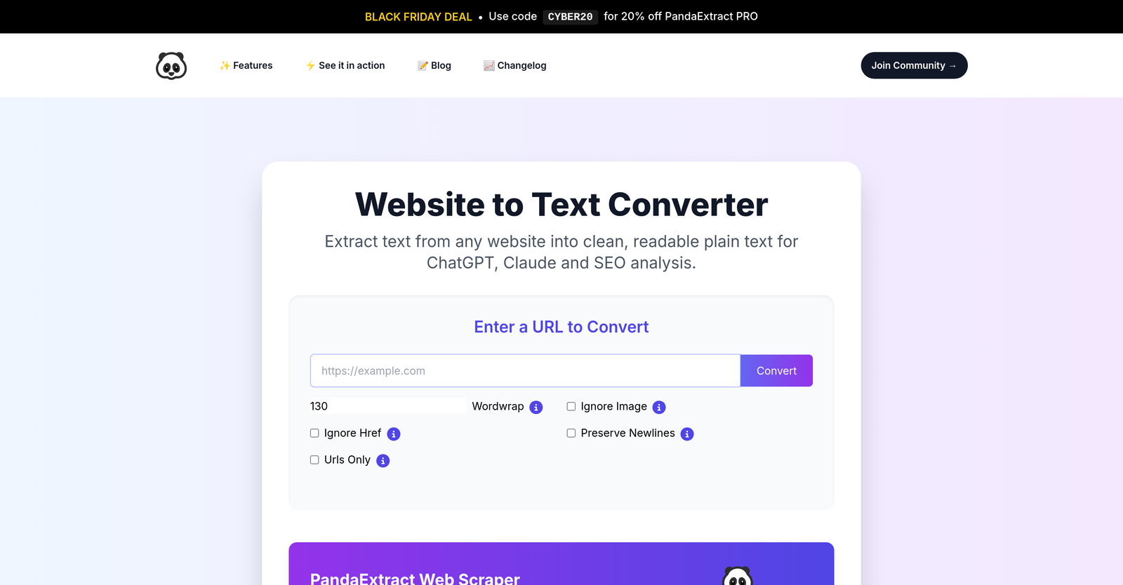 PandaExtract Website to Text Converter image