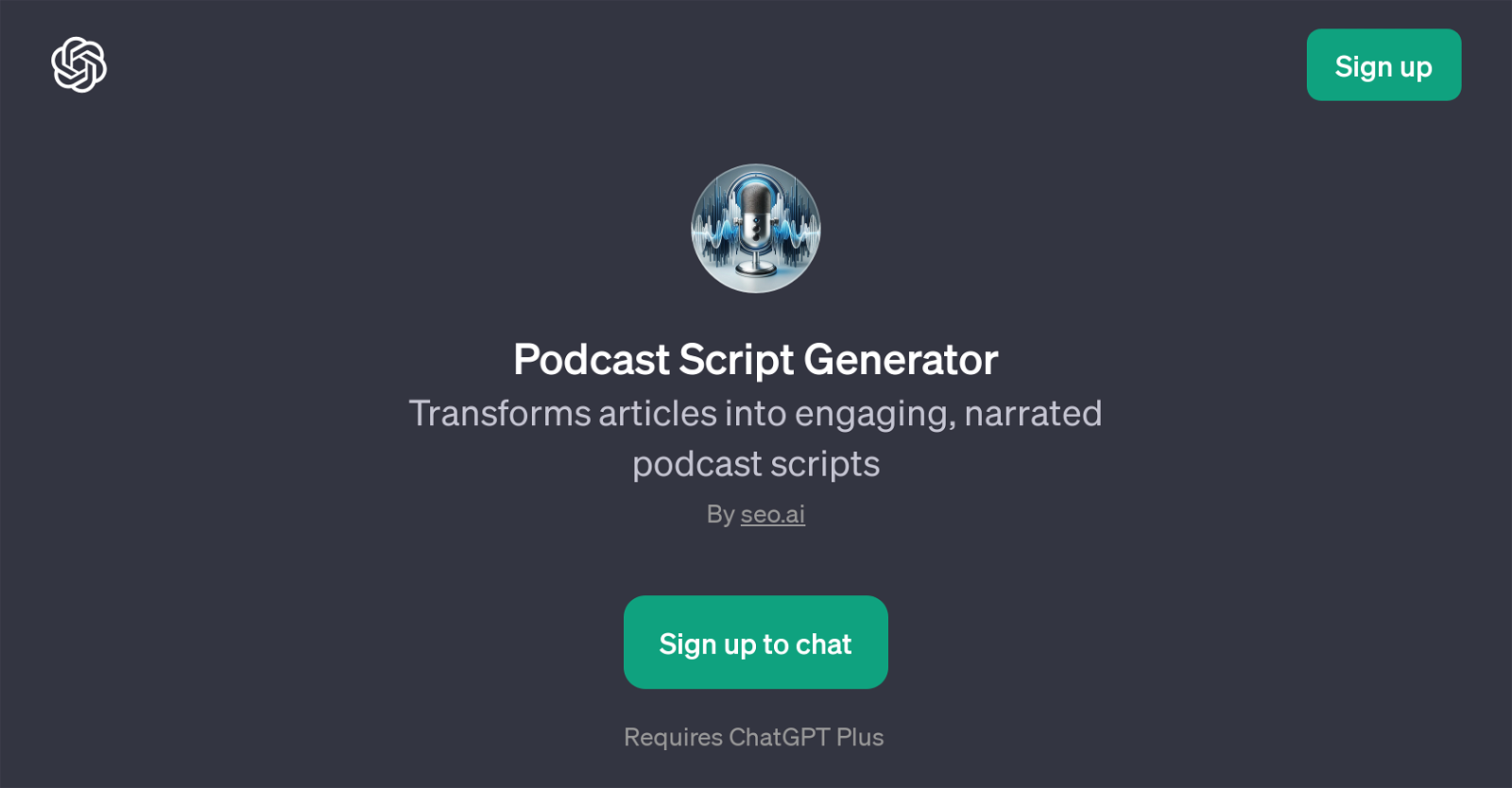 Podcast Script Generator GPT image