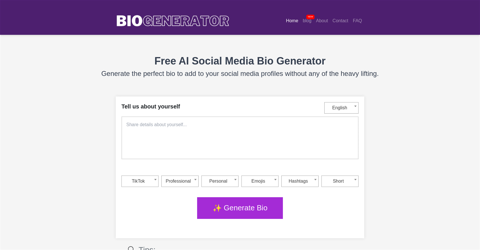 Social Media Bio Generator image